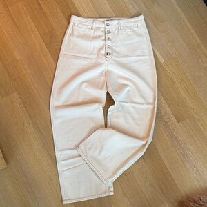 Reformation High-Rise Cream Button-Fly Jeans